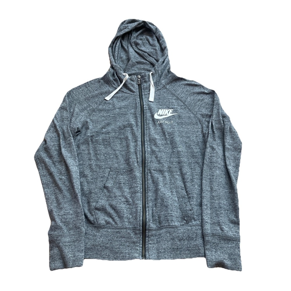 Nike Lightweight Jacket Women's S Full-Zip Gray Just Do‎ It Graphic Stretch